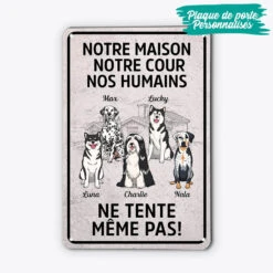 Ma Maison Ma Cour Mes Humains Chien - Cadeau Personnalisé | Plaque Pour Amoureux Des Animaux -Vivelamode Soldes Magasin 1990EFR1 plaque en metal ma maison ma cour mes humains chien personnalisee 2