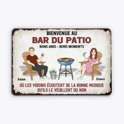 Bienvenue Au Bar De La Terrasse - Cadeau Personnalisé | Plaque Pour Famille