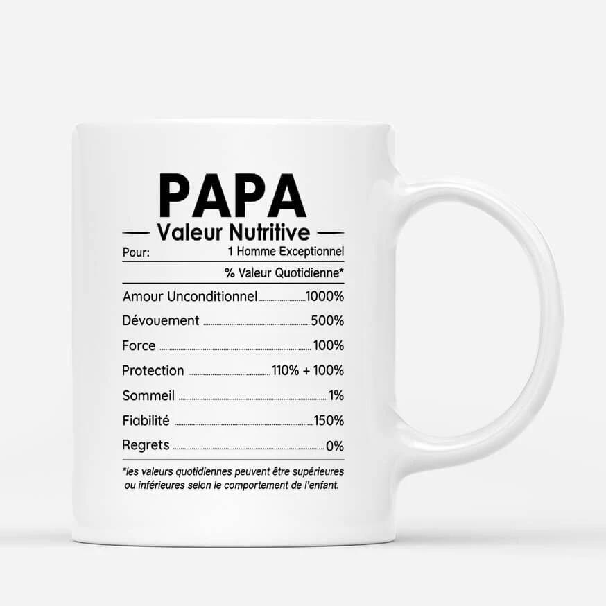 Informations Nutritionnelles - Mug Personnalisé Pour Maman/Papa 1 Informations Nutritionnelles - Mug Personnalisé Pour Maman/Papa