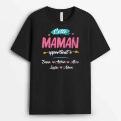 Cette Maman/Mamie Appartient À Version Florale - Cadeau Personnalisé | T-shirt Pour Femme