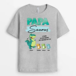 Papasaurus Version Bleu Et Rose - Cadeau Personnalisé | T-shirt Pour Papa
