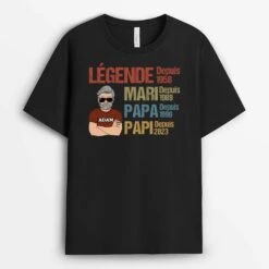 Légende Mari Papa Papi Vintage - Cadeau Personnalisé | T-shirt Pour Homme
