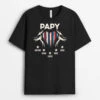 Papy Coeur Avec Couleur De La France - Cadeau Personnalisé | T-shirt Pour Homme