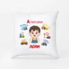 Enfant Alphabet Avec Véhicules - Cadeau Personnalisé | Coussin Pour Enfant -Vivelamode Soldes Magasin 2620PFR1 coussin enfant alphabet avec vehicules personnalise
