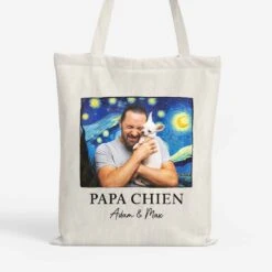 Maman / Papa Chien Version Van Gogh - Cadeau Personnalisé | Tote Bag Pour Amoureux Des Animaux