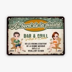 Bar Et Grill, Grillade Et Détente Vintage - Cadeau Personnalisé | Plaque En Métal Pour Famille