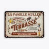 Bienvenue Sur La Terrasse Vintage - Cadeau Personnalisé | Plaque En Métal Pour Famille