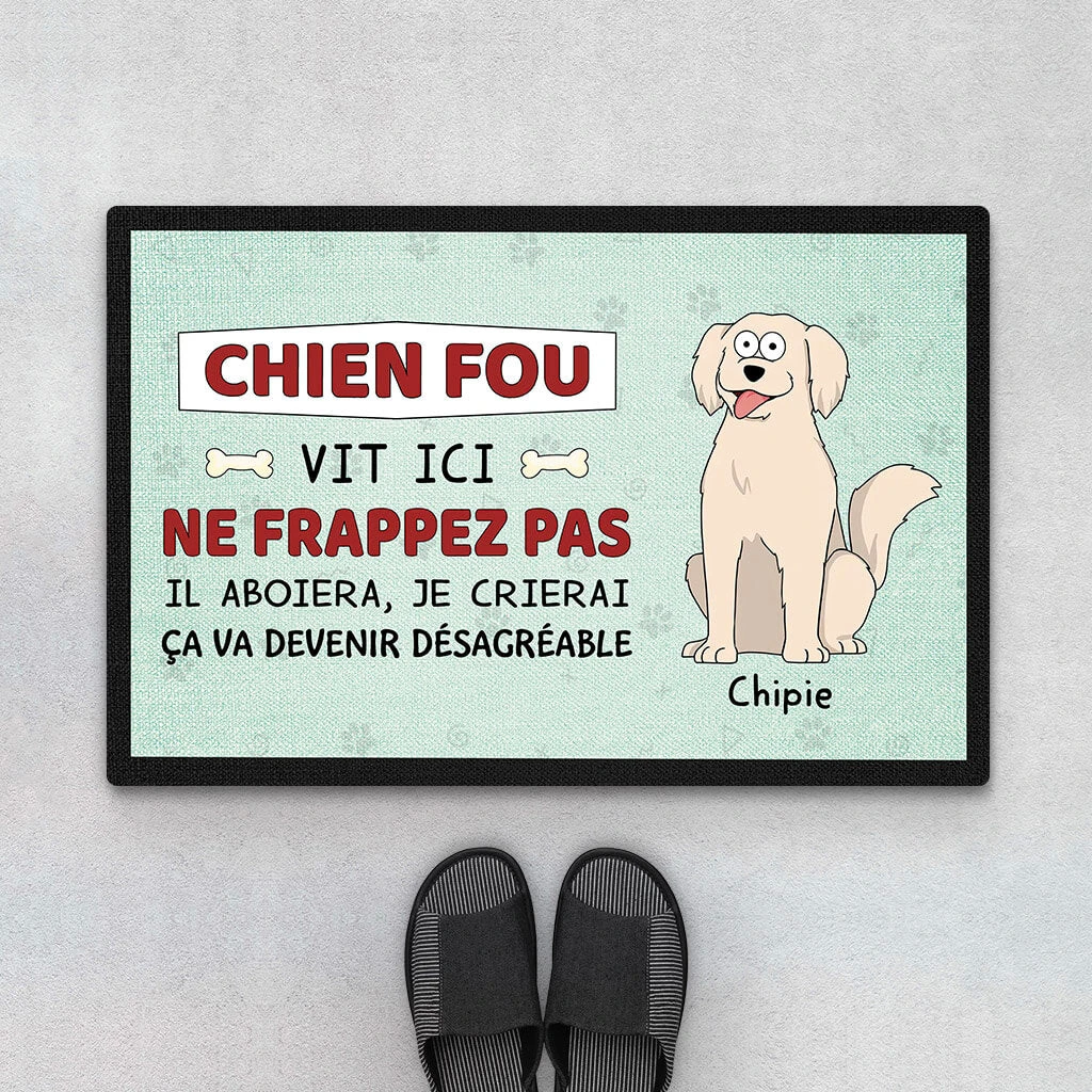 Des Chiens Fous Vivent Ici - Cadeau Personnalisé | Paillasson Pour Amoureux Des Animaux 1 Des Chiens Fous Vivent Ici - Cadeau Personnalisé | Paillasson Pour Amoureux Des Animaux
