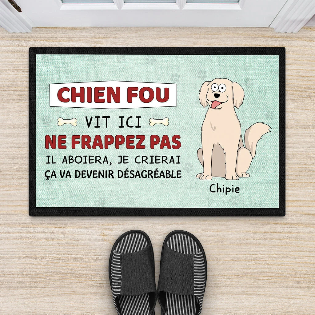 Des Chiens Fous Vivent Ici - Cadeau Personnalisé | Paillasson Pour Amoureux Des Animaux 2 Des Chiens Fous Vivent Ici - Cadeau Personnalisé | Paillasson Pour Amoureux Des Animaux – Image 2