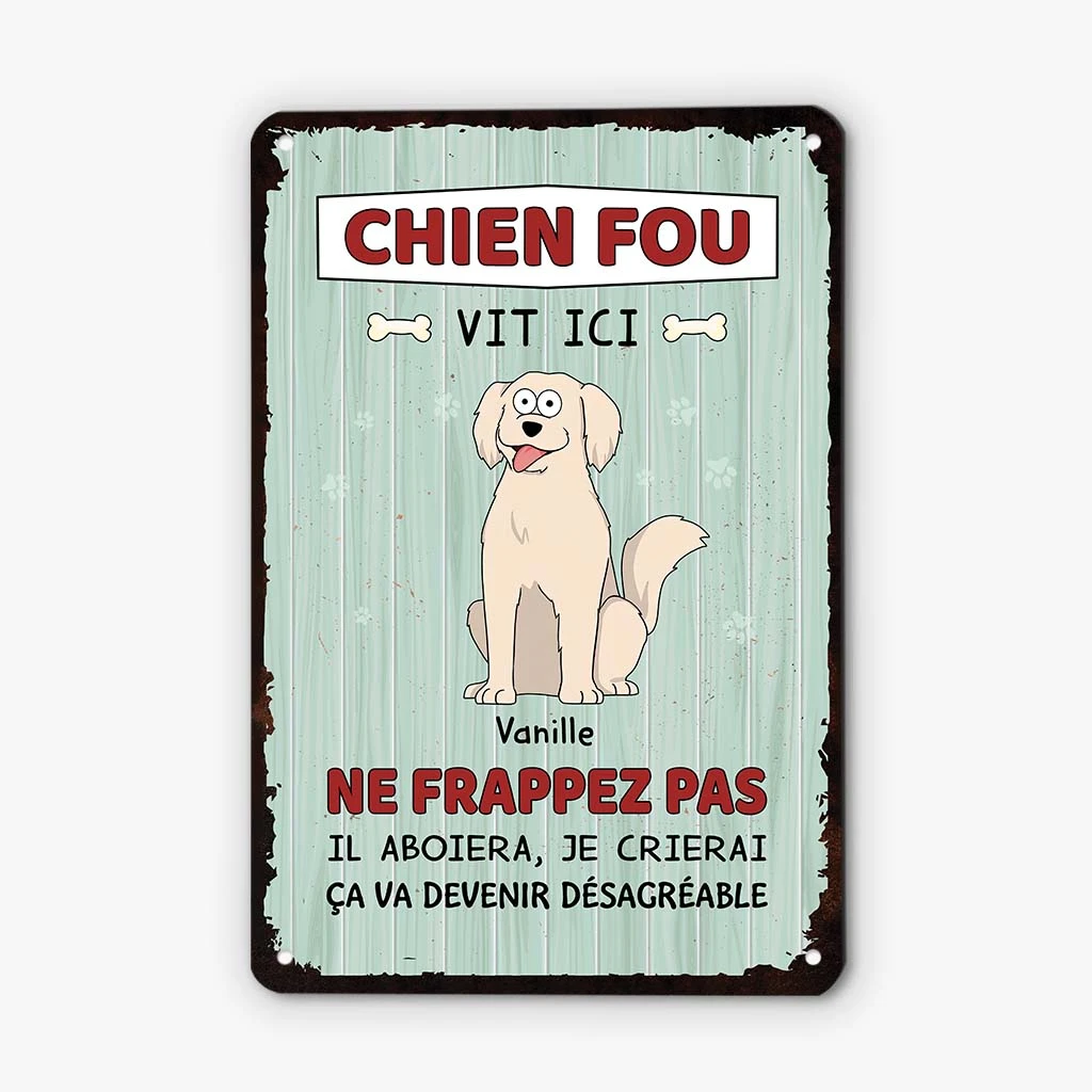 Des Chiens Fous Vivent Ici - Cadeau Personnalisé | Plaque En Métal Pour Amoureux Des Animaux 2 Des Chiens Fous Vivent Ici - Cadeau Personnalisé | Plaque En Métal Pour Amoureux Des Animaux – Image 2