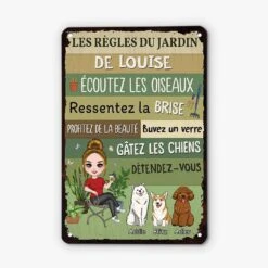 Les Règles Du Jardin De Stéphanie Avec Chiens - Cadeau Personnalisé | Plaque En Métal Pour Amoureux Des Animaux
