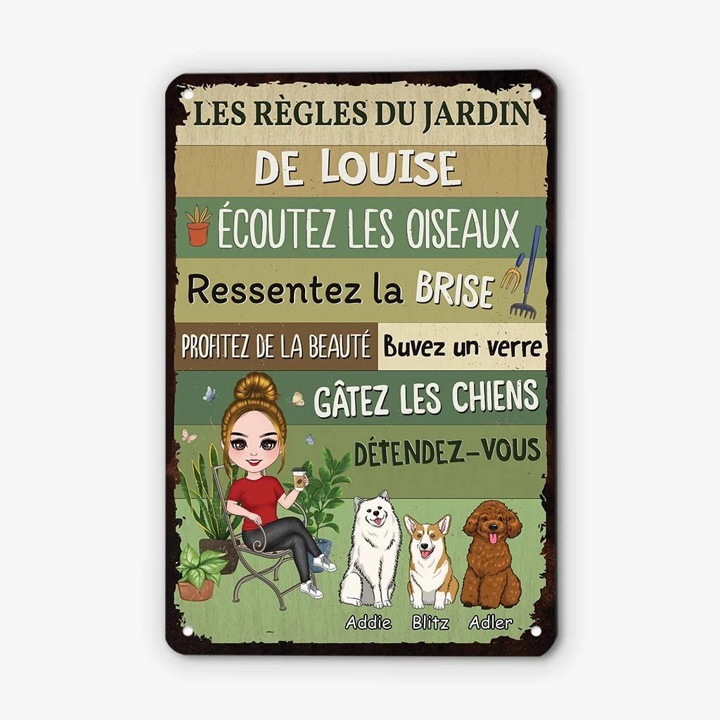 Les Règles Du Jardin De Stéphanie Avec Chiens - Cadeau Personnalisé | Plaque En Métal Pour Amoureux Des Animaux 1 Les Règles Du Jardin De Stéphanie Avec Chiens - Cadeau Personnalisé | Plaque En Métal Pour Amoureux Des Animaux