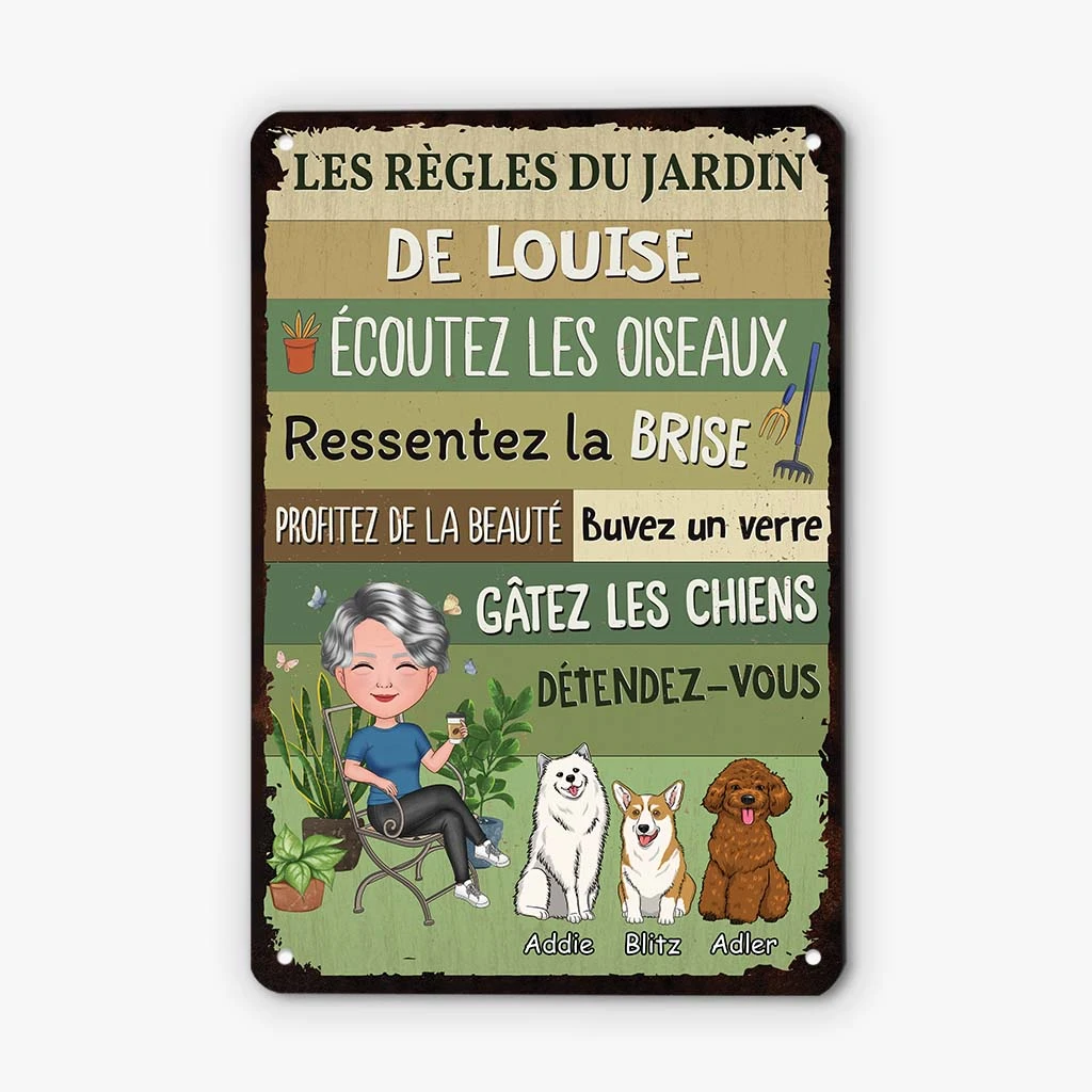 Les Règles Du Jardin De Stéphanie Avec Chiens - Cadeau Personnalisé | Plaque En Métal Pour Amoureux Des Animaux 2 Les Règles Du Jardin De Stéphanie Avec Chiens - Cadeau Personnalisé | Plaque En Métal Pour Amoureux Des Animaux – Image 2