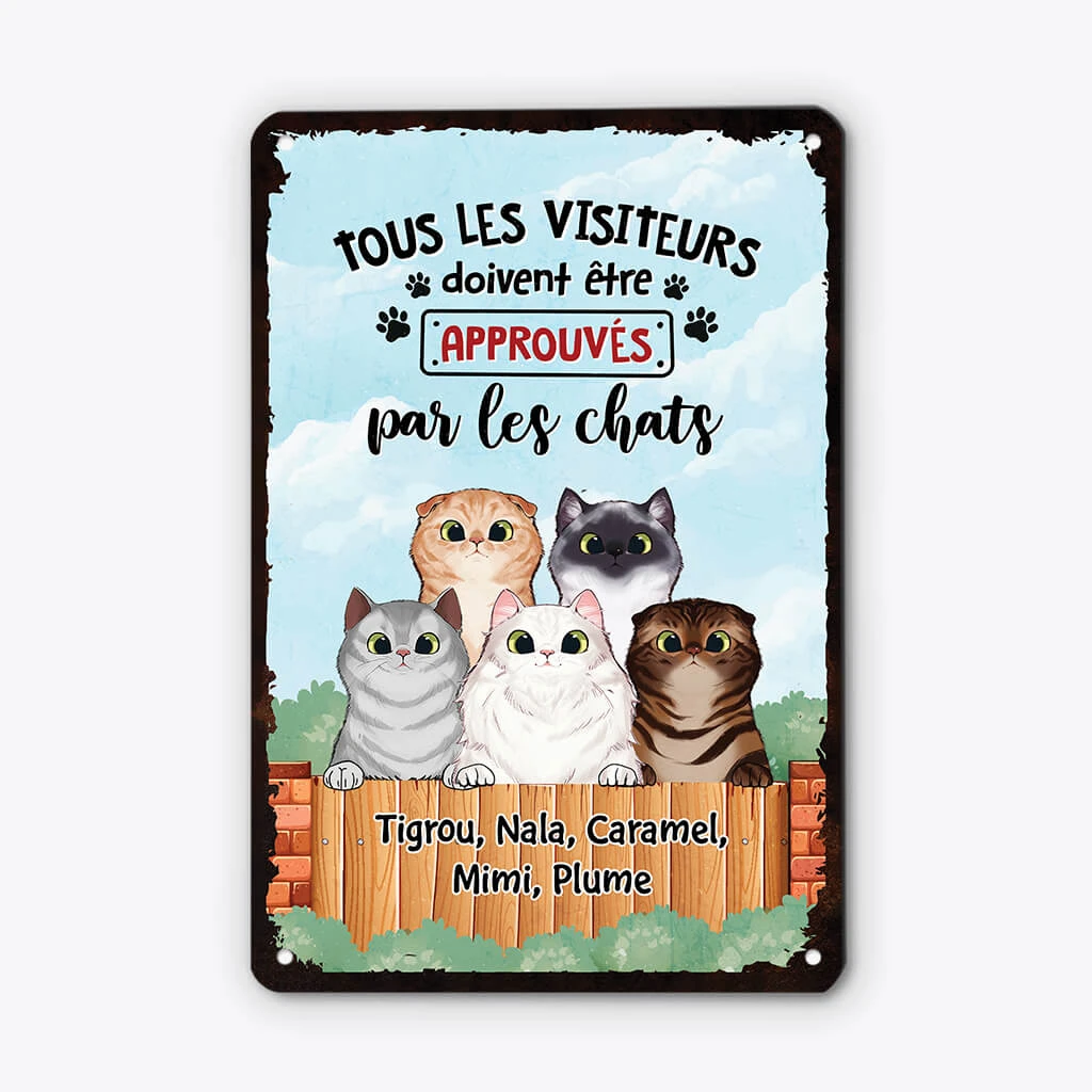 Tous Les Visiteurs Doivent Être Approuvés Par Les Chats - Cadeau Personnalisé | Plaque En Métal Pour Amoureux Des Animaux 1 Tous Les Visiteurs Doivent Être Approuvés Par Les Chats - Cadeau Personnalisé | Plaque En Métal Pour Amoureux Des Animaux