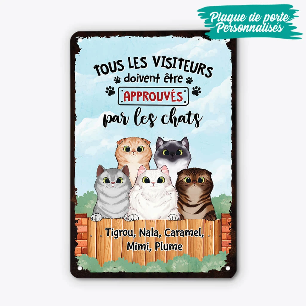 Tous Les Visiteurs Doivent Être Approuvés Par Les Chats - Cadeau Personnalisé | Plaque En Métal Pour Amoureux Des Animaux 2 Tous Les Visiteurs Doivent Être Approuvés Par Les Chats - Cadeau Personnalisé | Plaque En Métal Pour Amoureux Des Animaux – Image 2
