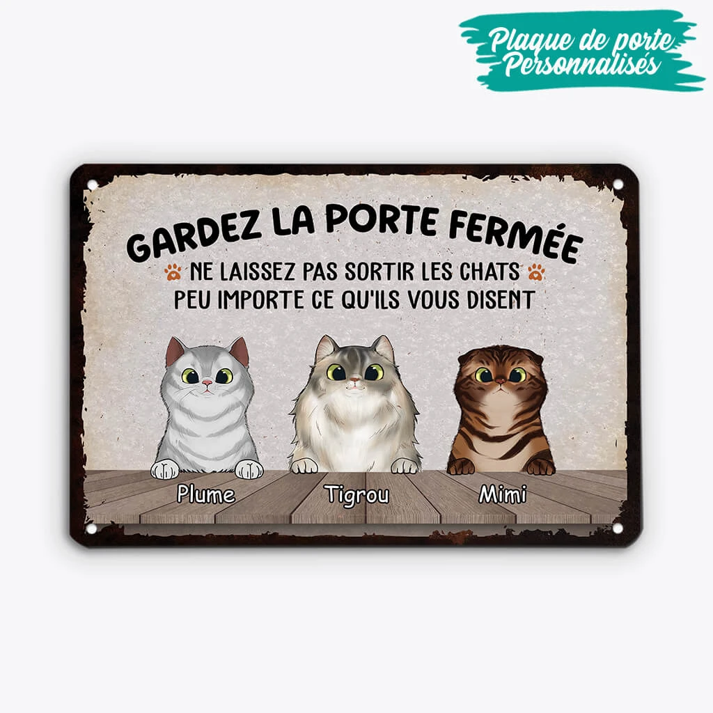 Ne Laissez Pas Sortir Les Chats - Cadeau Personnalisé | Plaque En Métal Pour Amoureux Des Animaux 2 Ne Laissez Pas Sortir Les Chats - Cadeau Personnalisé | Plaque En Métal Pour Amoureux Des Animaux – Image 2