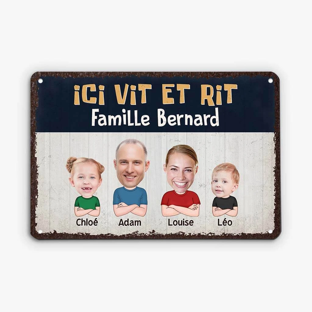 Ici Vit Et Rit Famille Bernard - Cadeau Personnalisé | Plaque En Métal Pour Famille 1 Ici Vit Et Rit Famille Bernard - Cadeau Personnalisé | Plaque En Métal Pour Famille