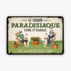 Le Jardin Paradisiaque - Cadeau Personnalisé | Plaque En Métal Pour Famille