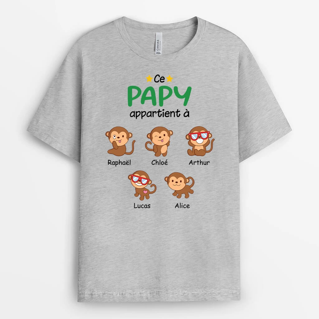 Ce Papa Appartient À Version Singes - Cadeau Personnalisé | T-shirt Pour Papa 1 Ce Papa Appartient À Version Singes - Cadeau Personnalisé | T-shirt Pour Papa