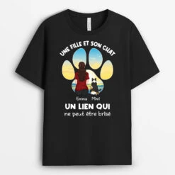Une Fille Et Son Chat - Cadeau Personnalisé | T-shirt Pour Amoureux Des Animaux