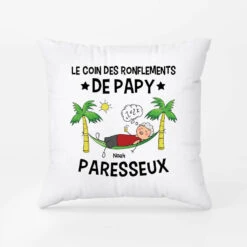 Le Coin Des Ronflements De Papa Paresseux - Cadeau Personnalisé | Coussin Pour Papa
