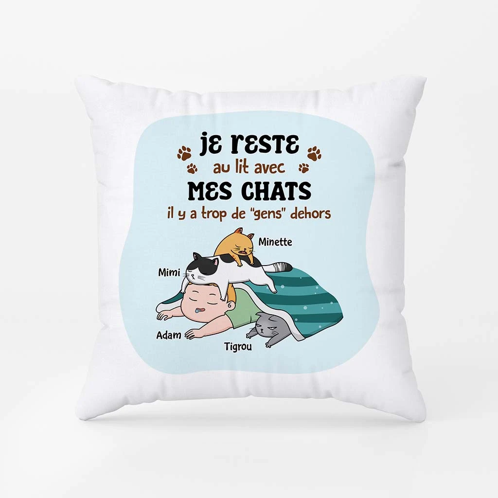 J'aime Rester Dans Mon Lit Avec Mes Chats- Cadeau Personnalisé | Coussin Pour Amoureux Des Animaux 2 J'aime Rester Dans Mon Lit Avec Mes Chats- Cadeau Personnalisé | Coussin Pour Amoureux Des Animaux – Image 2