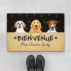 Bienvenue Chez Les Chiens Version Vintage - Cadeau Personnalisé | Paillasson Pour Amoureux Des Animaux
