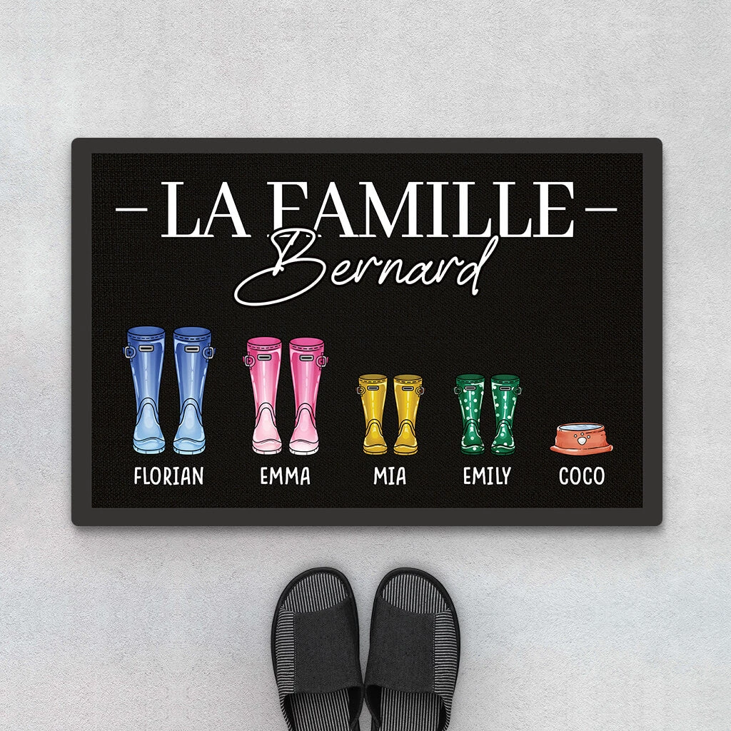 Famille Avec Des Bottes - Cadeau Personnalisé | Paillasson Pour Famille 1 Famille Avec Des Bottes - Cadeau Personnalisé | Paillasson Pour Famille