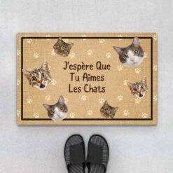 J'espère Que Tu Aimes Les Chats Avec Visages - Cadeau Personnalisé | Paillasson Pour Amoureux Des Animaux