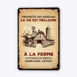 Propriété Des Bernard - Cadeau Personnalisé | Plaque En Métal Pour Famille