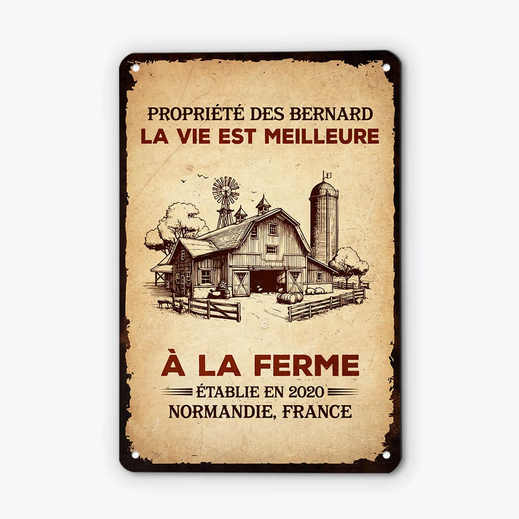 Propriété Des Bernard - Cadeau Personnalisé | Plaque En Métal Pour Famille 1 Propriété Des Bernard - Cadeau Personnalisé | Plaque En Métal Pour Famille