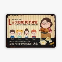 La Cuisine De Mamie Ouverte 24H - Cadeau Personnalisé | Plaque En Métal Pour Mamie