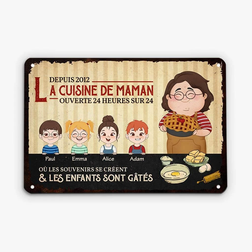 La Cuisine De Mamie Ouverte 24H - Cadeau Personnalisé | Plaque En Métal Pour Mamie 2 La Cuisine De Mamie Ouverte 24H - Cadeau Personnalisé | Plaque En Métal Pour Mamie – Image 2