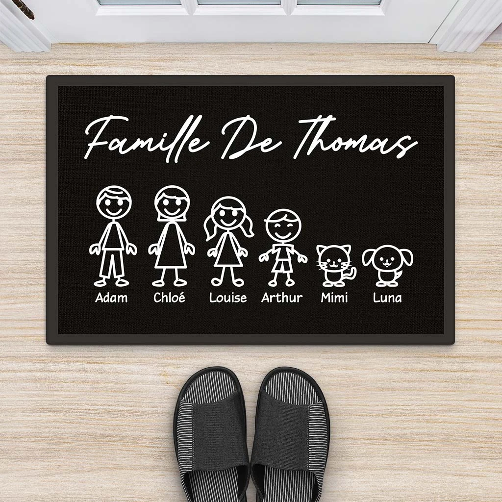 La Famille Version Bonhomme Allumette - Cadeau Personnalisé | Paillasson Pour Famille 2 La Famille Version Bonhomme Allumette - Cadeau Personnalisé | Paillasson Pour Famille – Image 2