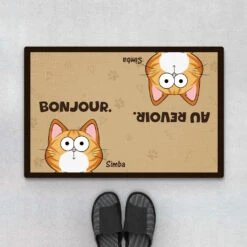 Chat À L'Envers - Cadeau Personnalisé | Paillasson Pour Amoureux Des Chats