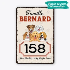 Famille Et Numéro De Maison Version Chien - Cadeau Personnalisé | Plaque En Métal Pour Amoureux Des Chiens -Vivelamode Soldes Magasin 3002EFR2 famille et numero de maison version chien plaque en metal personnalisee avec chien