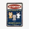 Zone Patrouillée Par Des Chats - Cadeau Personnalisé | Plaque En Métal Pour Amoureux Des Chats -Vivelamode Soldes Magasin 3005EFR1 zone patrouillee par des chats plaque de porte personnalisee chat