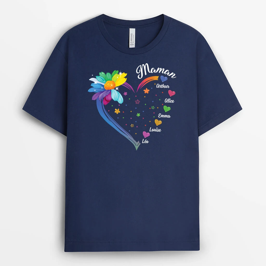 Mamie Cœur Avec Fleurs Colorées - Cadeau Personnalisé | T-Shirt Pour Mamie 2 Mamie Cœur Avec Fleurs Colorées - Cadeau Personnalisé | T-Shirt Pour Mamie – Image 2