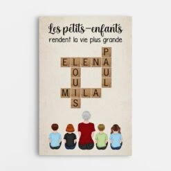 Les Petits-Enfants Rendent La Vie Plus Grande Avec Mots Croisés - Cadeau Personnalisé | Toile Pour Mamie
