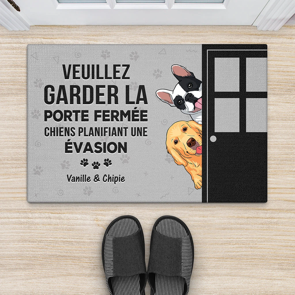 L'évasion Des Chiens - Cadeau Personnalisé | Paillasson Pour Amoureux Des Animaux 2 L'évasion Des Chiens - Cadeau Personnalisé | Paillasson Pour Amoureux Des Animaux – Image 2
