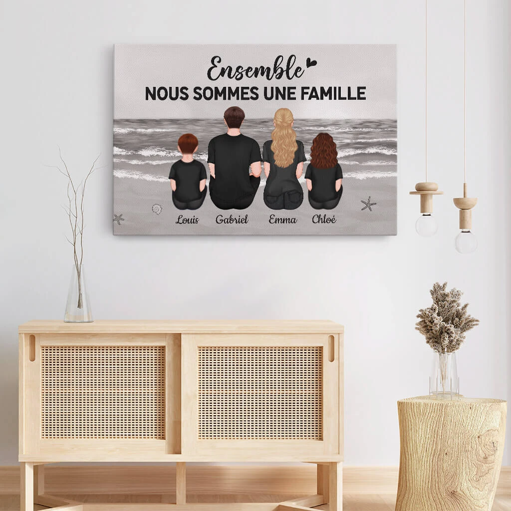 Ensemble Nous Formons Une Famille Version Mer Monochrome - Cadeau Personnalisé | Toile Pour Famille 3 Ensemble Nous Formons Une Famille Version Mer Monochrome - Cadeau Personnalisé | Toile Pour Famille – Image 3