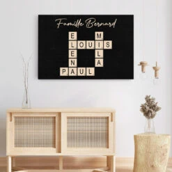 La Famille Avec Mots Croisés Du Fond Noir - Cadeau Personnalisé | Toile Pour Famille -Vivelamode Soldes Magasin 3370CFR3 la famille avec mots croises du fond noir toile personnalisable pour famille