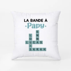 La Bande À Papy Avec Mots Croisés Bleus - Cadeau Personnalisé | Coussin Pour Papy