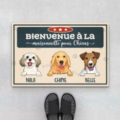 Bienvenue À La Maison Des Chiens - Cadeau Personnalisé | Paillasson Pour Amoureux Des Chiens