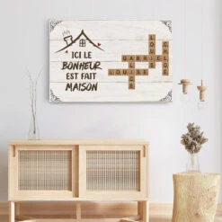 Ici Le Bonheur Est Fait Maison - Cadeau Personnalisé | Toile Pour Famille -Vivelamode Soldes Magasin 3429CFR3 ici le bonheur est fait maison toile personnalisable famille