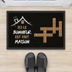 Ici Le Bonheur Est Fait Maison - Cadeau Personnalisé | Paillasson Pour Famille -Vivelamode Soldes Magasin 3429DFR2 ici le bonheur est fait maison paillasson famille personnalise