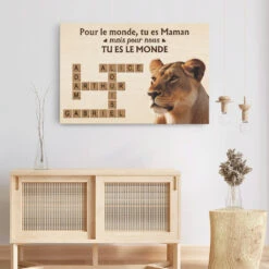 Tu Es Le Monde Version Mots Croisés Et Maman Lion - Cadeau Personnalisé | Toile Pour Maman -Vivelamode Soldes Magasin 3430CFR3 tu es le monde version mots croises et maman lion toile personnalisee maman
