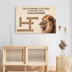 Tu Es Le Monde Version Mots Croisés Et Papa Lion - Cadeau Personnalisé | Toile Pour Papa -Vivelamode Soldes Magasin 3430CFR3 tu es le monde version mots croises et papa lion toile personnalisee papa