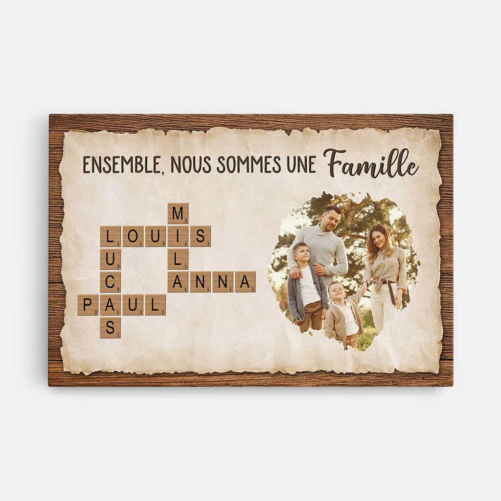 Ensemble Nous Formons Une Famille Avec Photo Et Mots Croisés - Cadeau Personnalisé | Toile Pour Famille 1 Ensemble Nous Formons Une Famille Avec Photo Et Mots Croisés - Cadeau Personnalisé | Toile Pour Famille