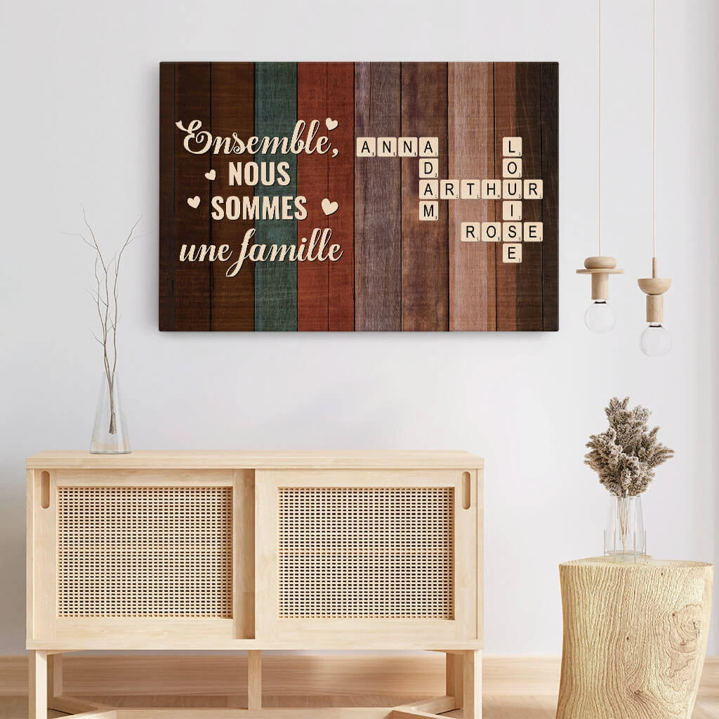 Ensemble Nous Formons Une Famille Version Bois Avec Mots Croisés - Cadeau Personnalisé | Toile Pour Famille 3 Ensemble Nous Formons Une Famille Version Bois Avec Mots Croisés - Cadeau Personnalisé | Toile Pour Famille – Image 3